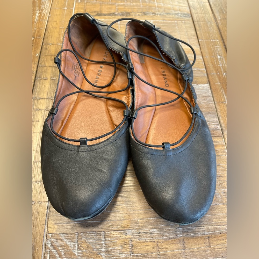 LUCKY BRAND LP-Eaviee Ballerina Flats Black Leather Size 10 - Picture 9 of 9